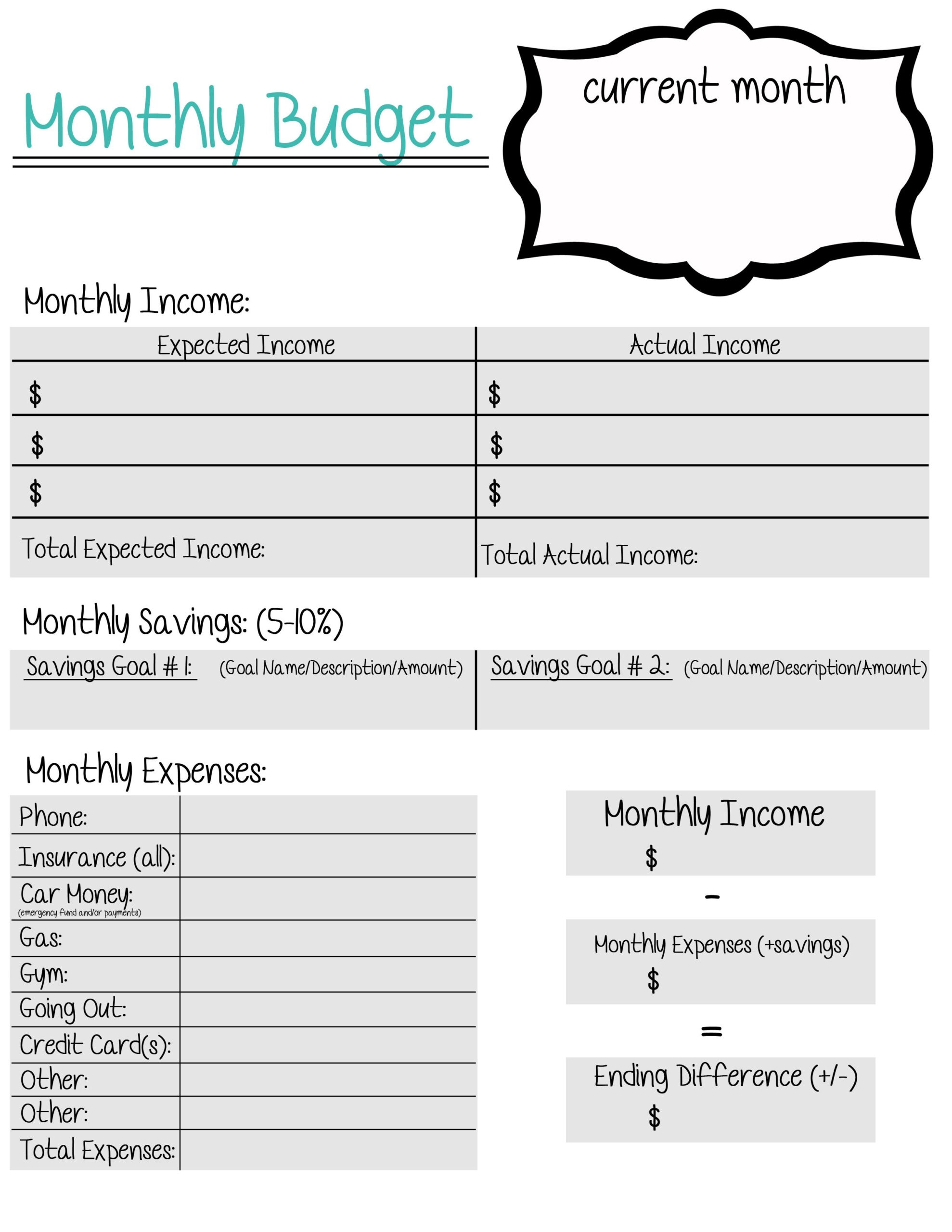 Budget Template For Young Adults Budgeting Worksheets