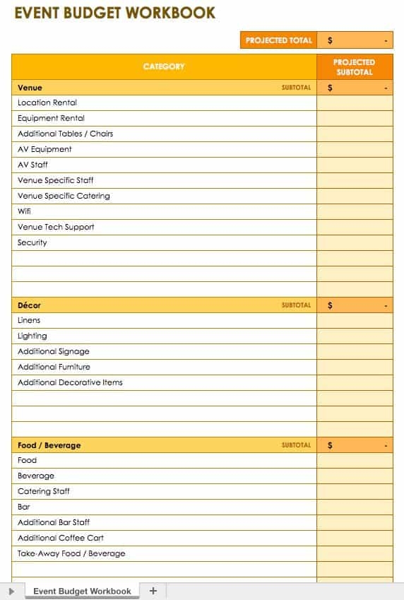 Event Costing Template