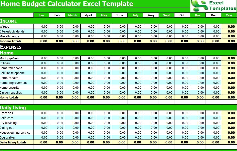 Excel Monthly Budget Household Budget Planner Excel Spreadsheet