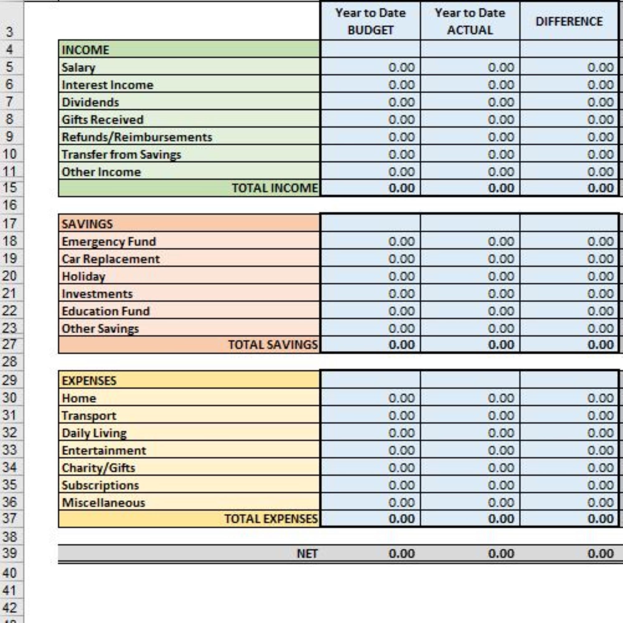 Excel Personal Budget Spreadsheet Online Budget Template Digital