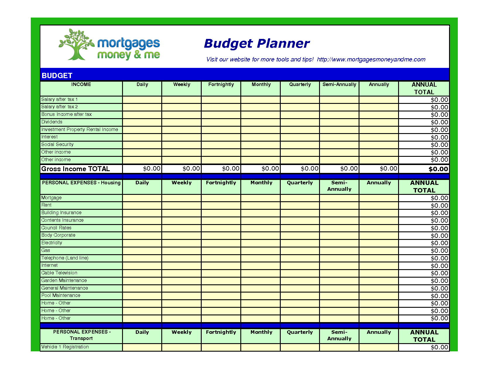 Fortnightly Budget Spreadsheet Db excel