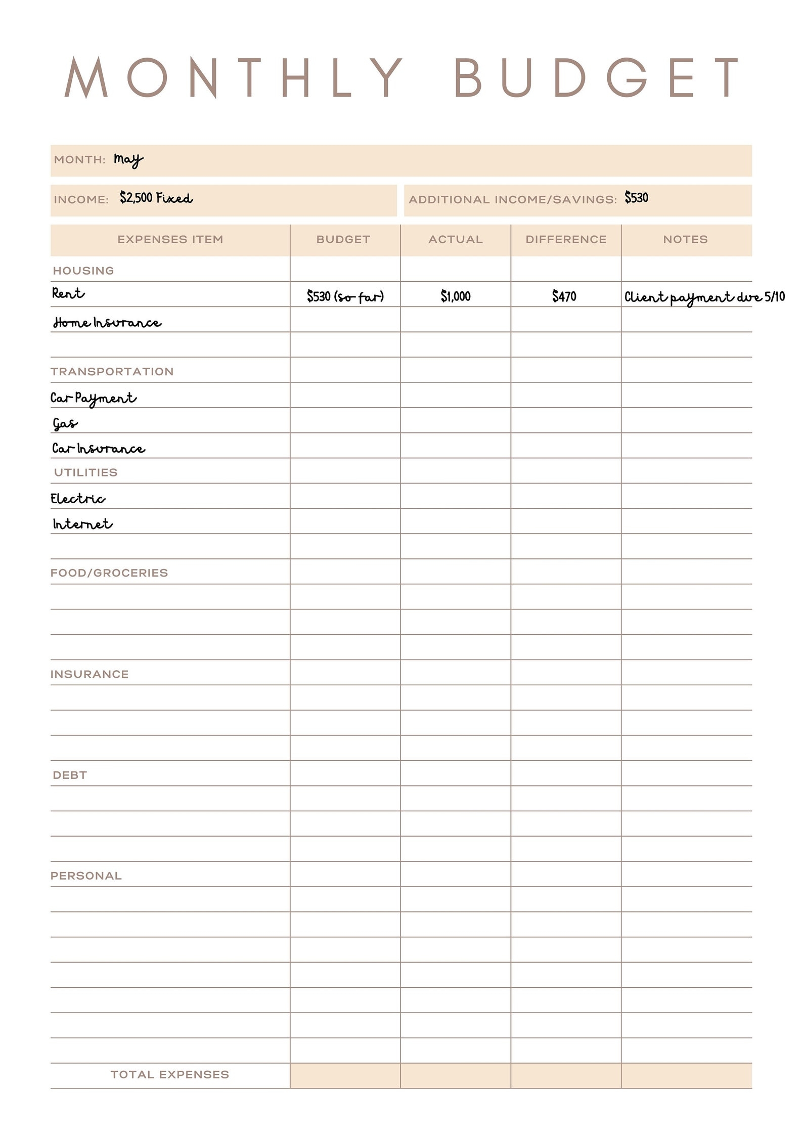 Free Digital Budget Planner Forlesskesil