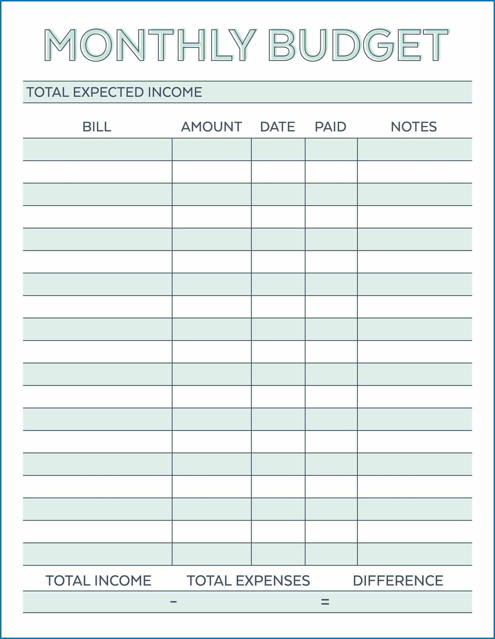 Free Printable Budget Planner Template