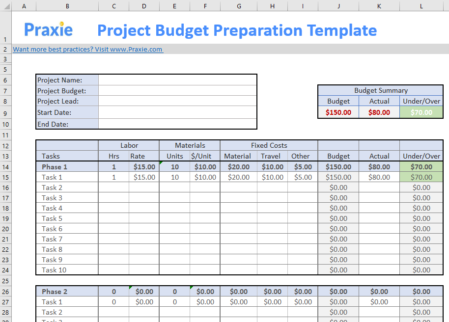 Home Project Planner Budget Template Isseflo