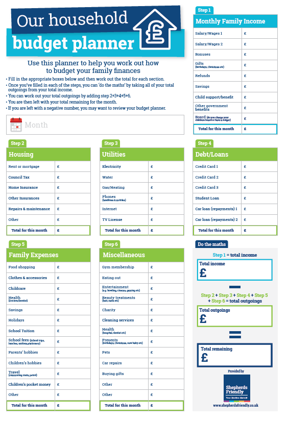Household Budget Planner Download Shepherds Friendly